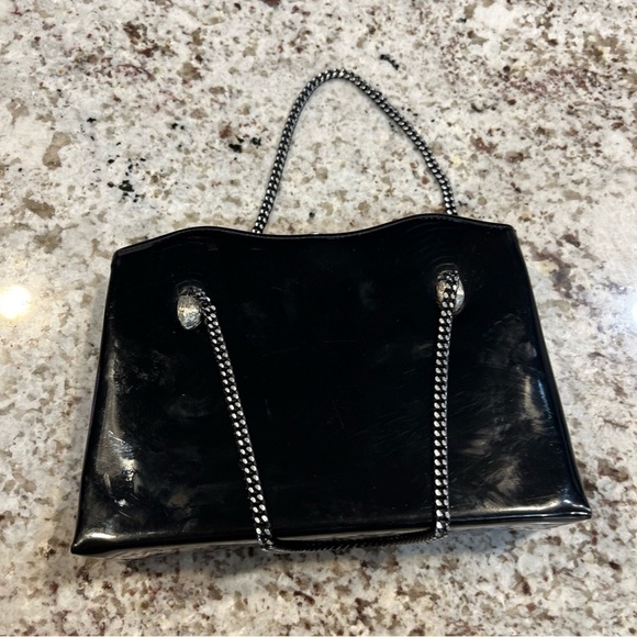 Vintage 1960s AFTER FIVE Black Patent Clutch Satchel Handbag Purse W/coin Attach - Picture 7 of 13